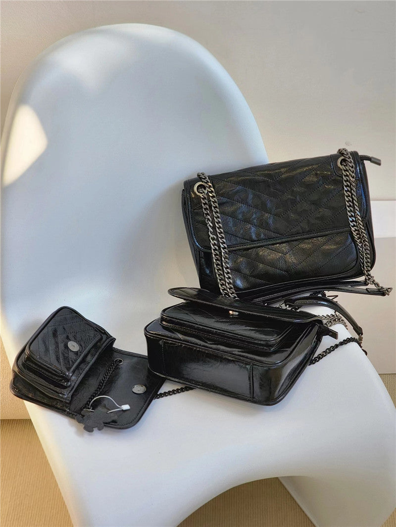 Women's First Layer Cowhide Retro Large Capacity Crossbody Bags