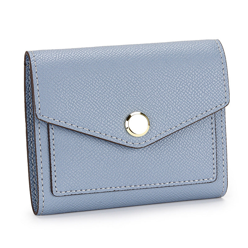 Women's Full Leather Short Korean Style Contrast Color Versatile Ladies Wallets