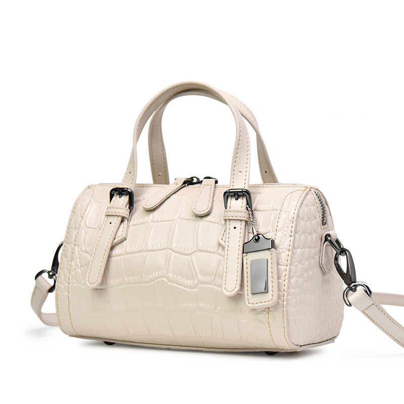 Women's Fashion Boston Crocodile Pattern Cowhide Crossbody Bags