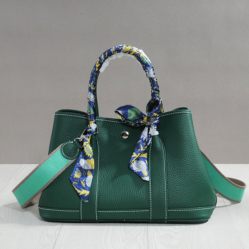 Women's Cowhide Leather Portable Big Shopping Shoulder Bags