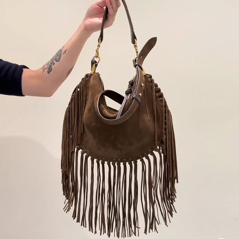Handmade Tassel Wild Underarm Retro Commuting Fashion Large Bags