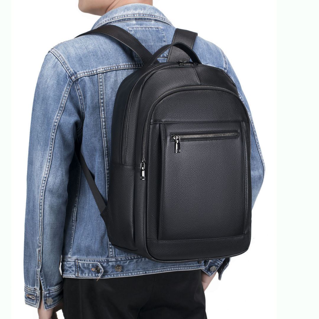 Men's Leather Large Capacity Simple Lightweight Business Backpacks