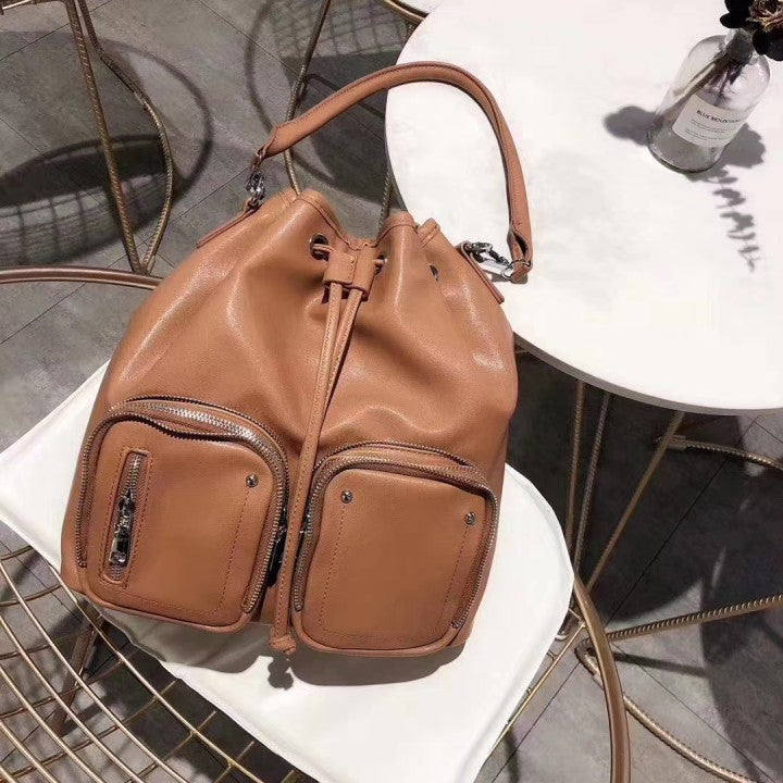 Women's Commute Leisure Simple Motorcycle Textured Leather Bags