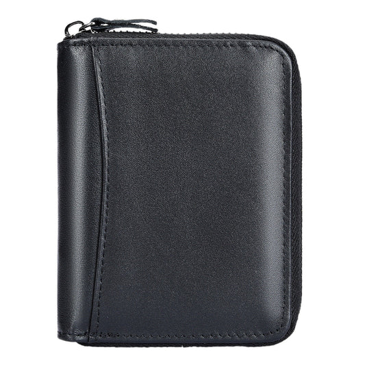 Men's Layer Cowhide Short Leather Zipper Driving Men's Wallets