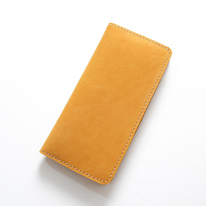 Men's Horse Leather Green Long Genuine Simple Men's Wallets
