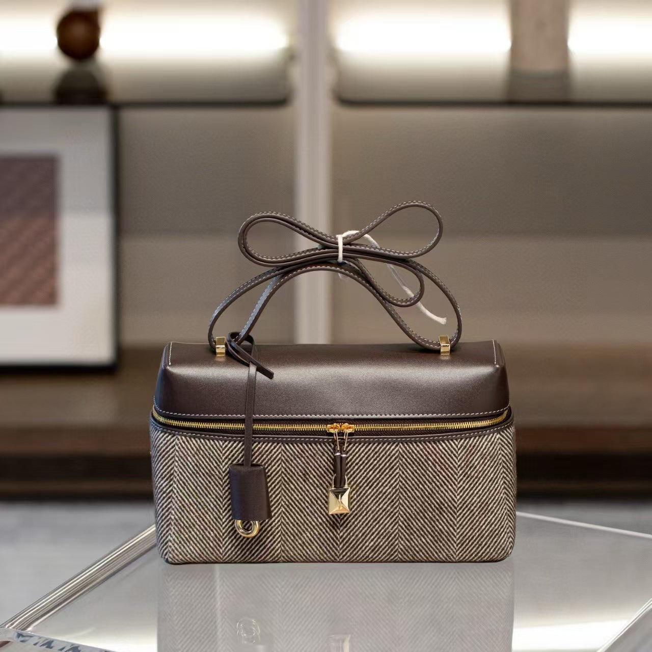 Lunch Box Vintage Genuine Leather Portable Crossbody Bags