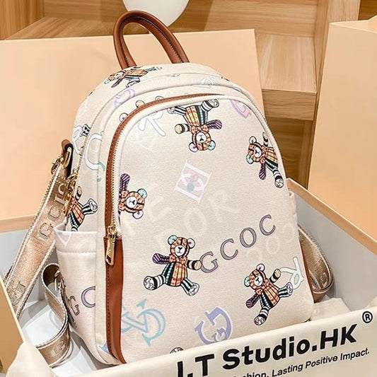 Attractive Printed Bear Light Luxury Fashion Backpacks