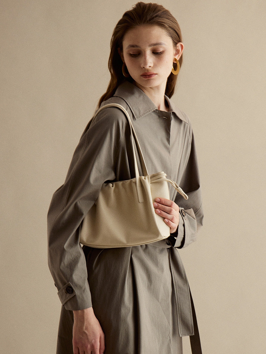 Women's Cowhide French Style Pleating Underarm Leather Crossbody Bags