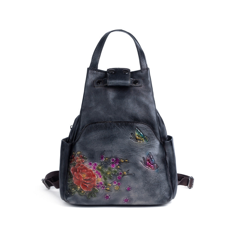 Women's Rub Colored First Layer Cowhide Chinese Backpacks