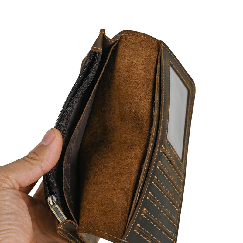 Men's Leather For Man Crazy Horse Business Retro Men's Wallets