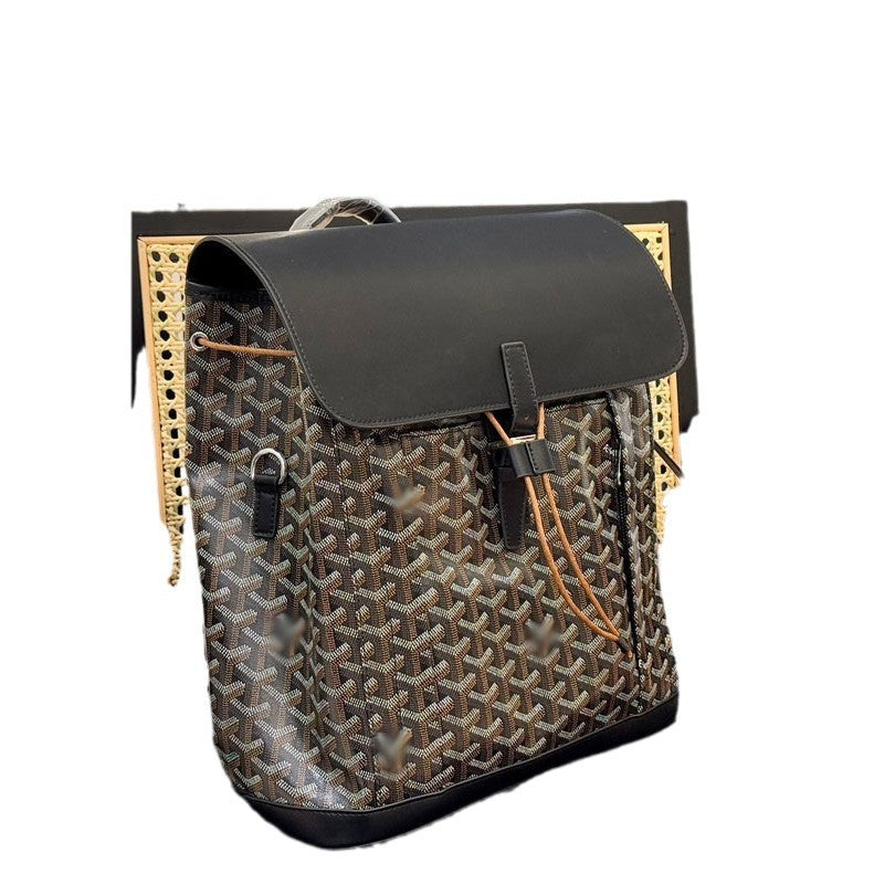 Men's Pattern Printed Cowhide Flip Dog Teeth Backpacks