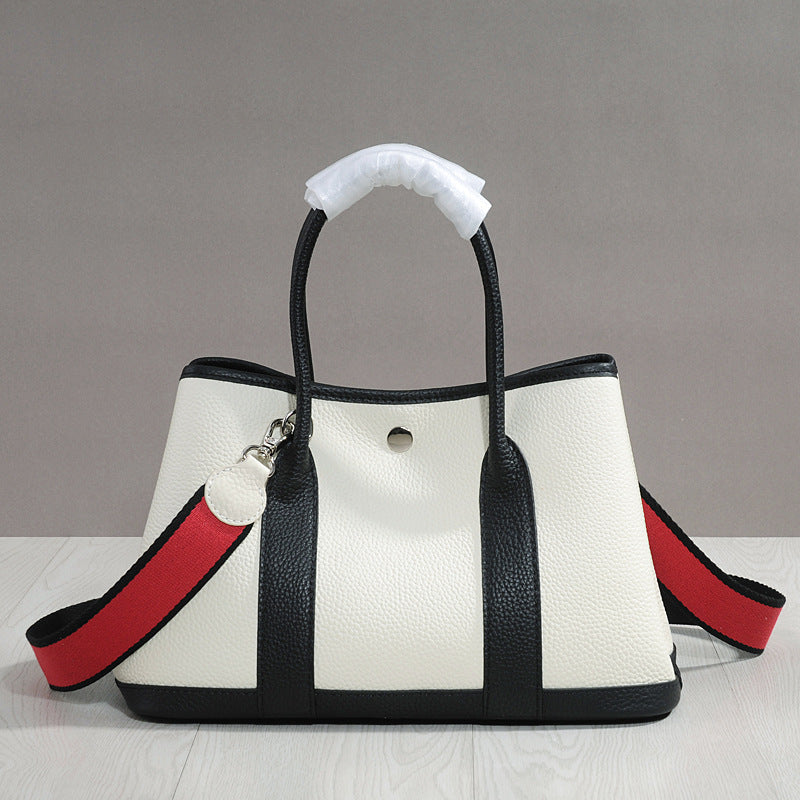 Women's Cowhide Leather Portable Big Shopping Shoulder Bags