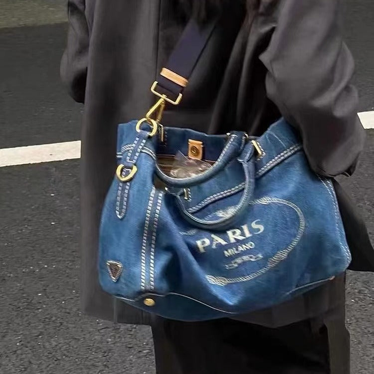 Cool Retro Easy Matching Denim Printing Crossbody Bags