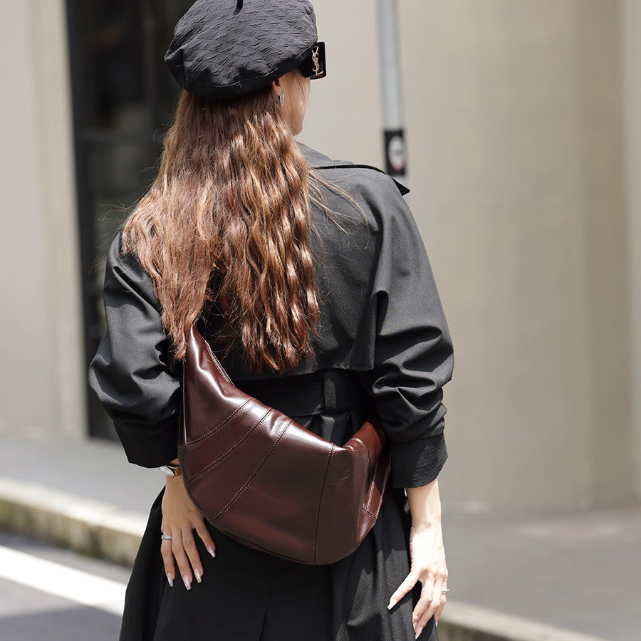 Women's Large Capacity Dumpling Genuine Leather Commuting Crossbody Bags