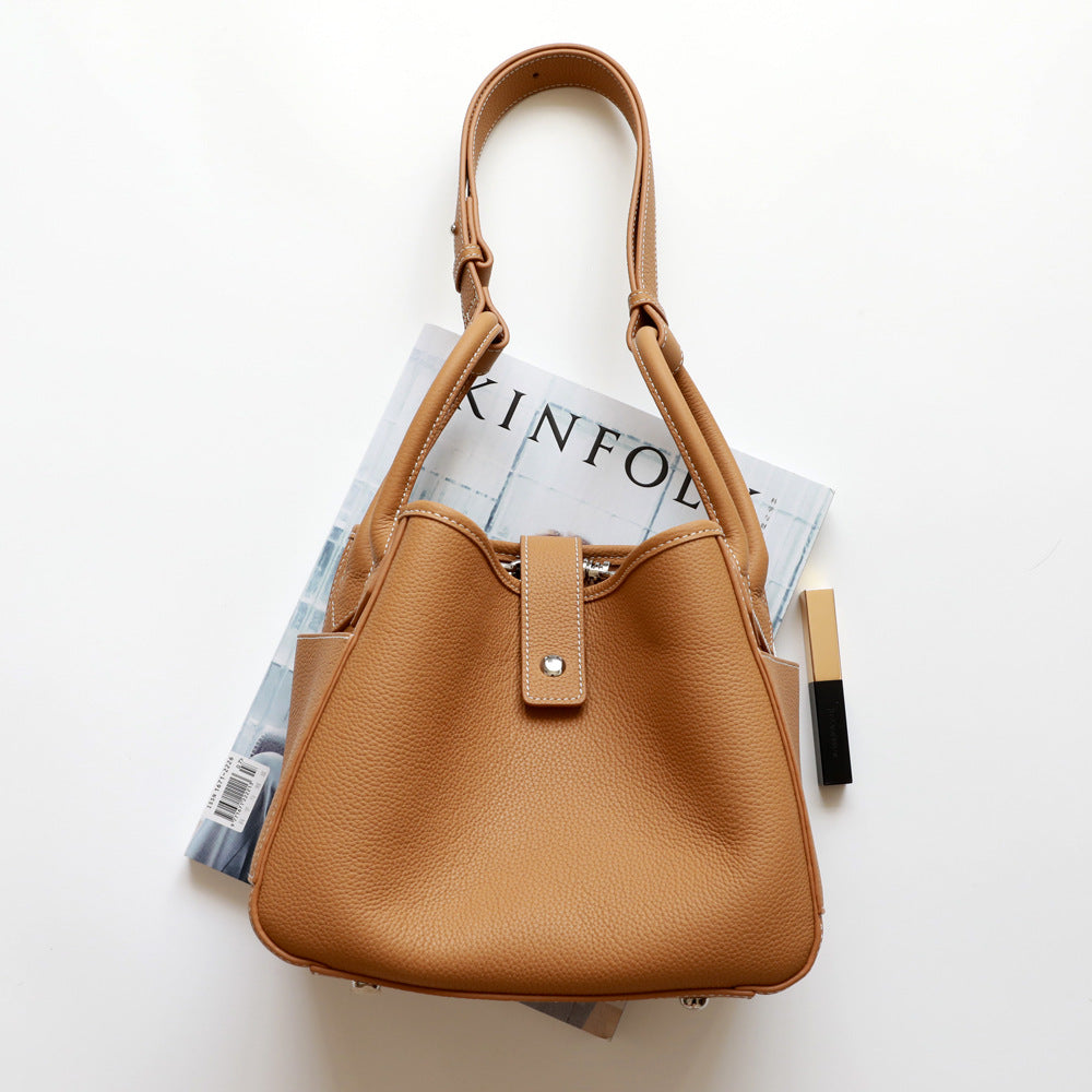 Women's First Layer Lychee Pattern Genuine Leather Vegetable Bags
