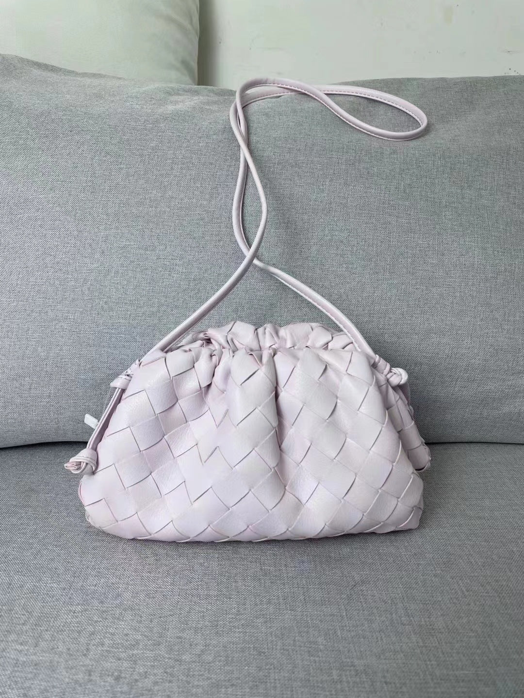 Women's Genuine Leather Cloud Cowhide Woven Xi Crossbody Bags