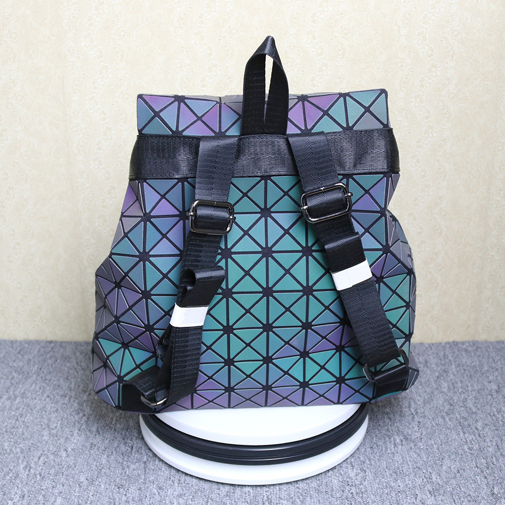 Women's & Men's & Colorful Geometric Rhombus Plaid Luminous Backpacks