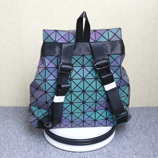 Women's & Men's & Colorful Geometric Rhombus Plaid Luminous Backpacks