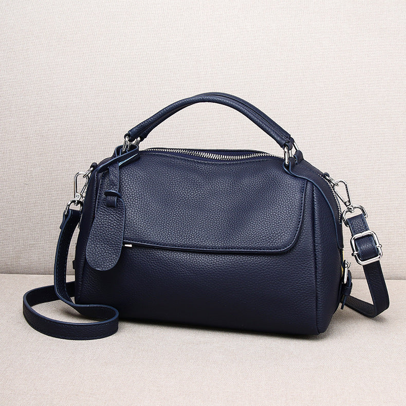 Women's Genuine Leather Portable Litchi Pattern First Handbags