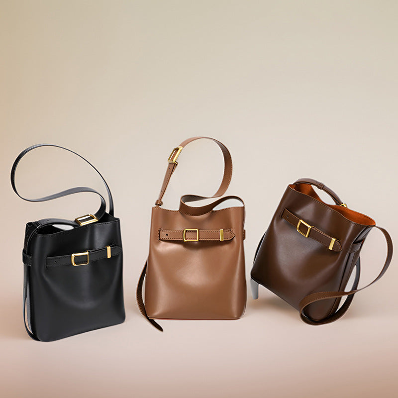 Women's Fashion Cattlehide Leather High-grade Design Commuter Shoulder Bags