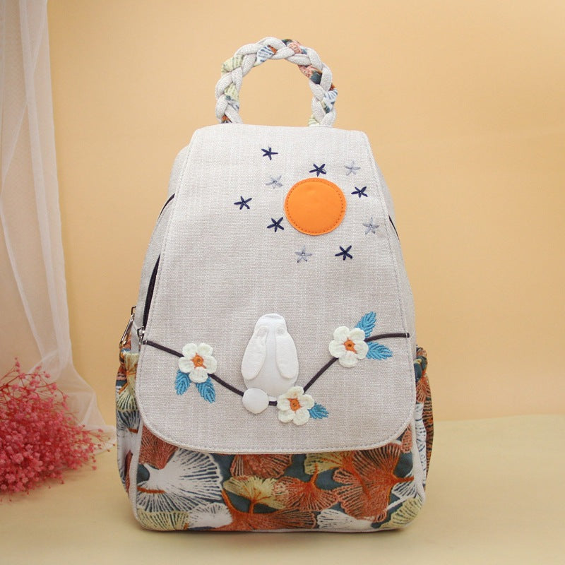 Style Cute Rabbit Woven Portable Versatility For Backpacks