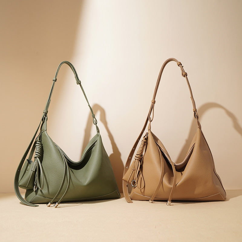 Women's Niche First Layer Cowhide French High Shoulder Bags