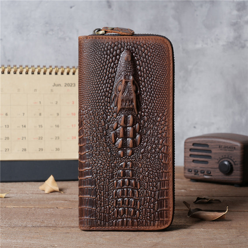 Women's & Men's & Horse Leather Long Two-fold Genuine Pure First Layer Men's Wallets