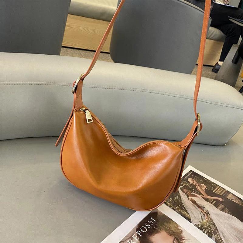 Women's Dumpling Genuine Leather Underarm Large Capacity Bags