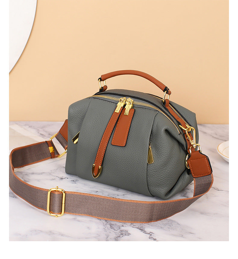 Women's Leather Classic First Layer Cowhide Boston Crossbody Bags