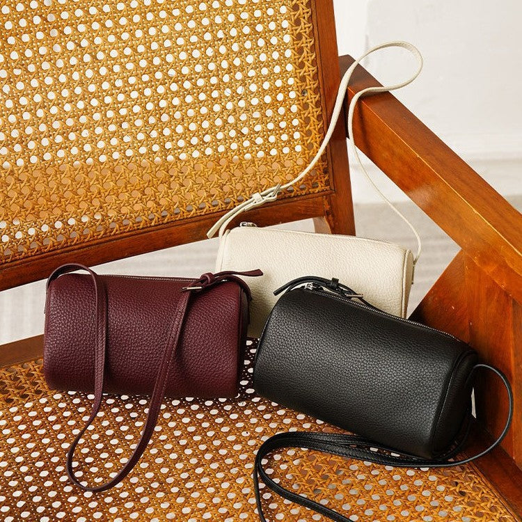 Pencil Box First Layer Cowhide Round Bags
