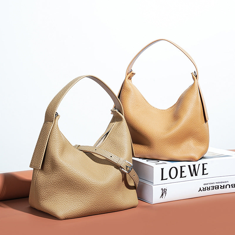 Women's Solid Color Genuine Leather Commuter Large Handbags