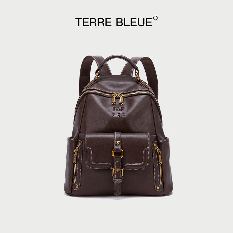 Women's Large Capacity Soft Leather Commuter Fashion Backpacks