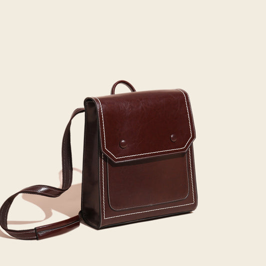 Women's Leather Fashion Oil Wax Cowhide Vintage Backpacks