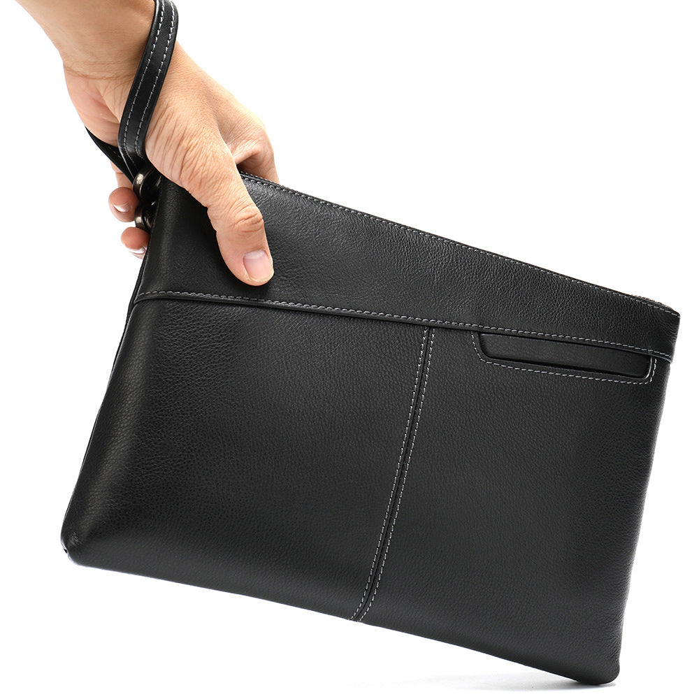Men's Clutch Leather Business Cowhide Vintage Hand-rub Men's Handbags