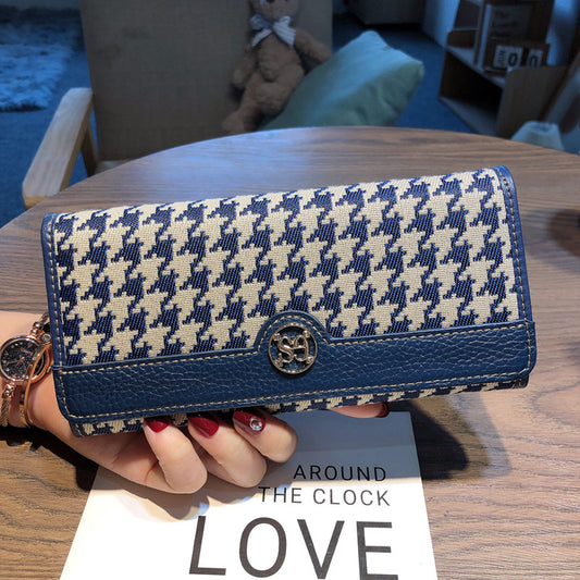 Women's Long Genuine Leather Design Multi Canvas Ladies Wallets