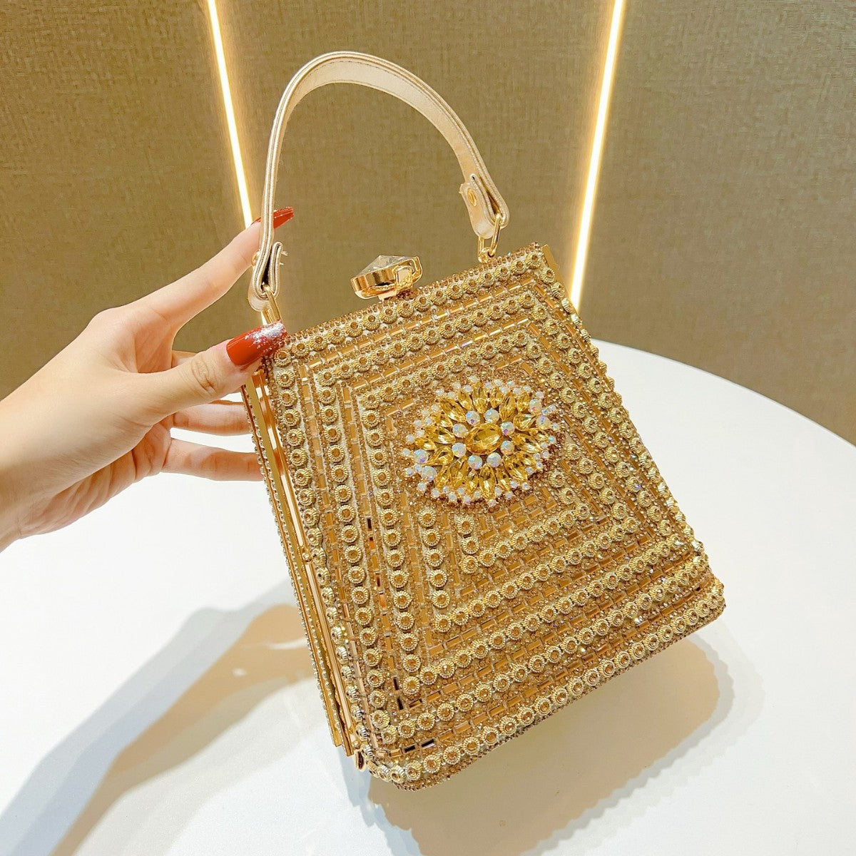 Dinner Dress Portable Clutch Rhinestone Shiny Handbags