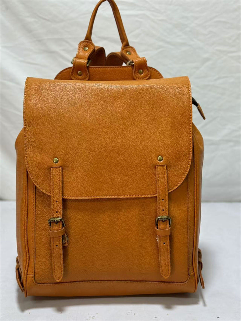 Men's Leather Computer Large Capacity Folding Curved Backpacks