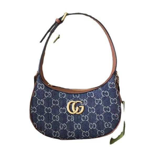 Women's Fashion Printed High-grade Crescent Moon French Crossbody Bags