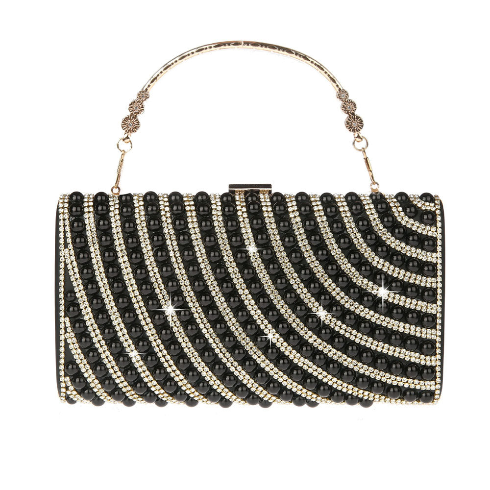 Elegant Imitation Pearl Rhinestone Clutch Banquet Evening Bags