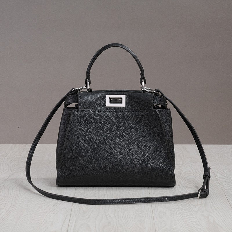 Women's Wire With Cat Design Genuine Leather V Trendy Crossbody Bags