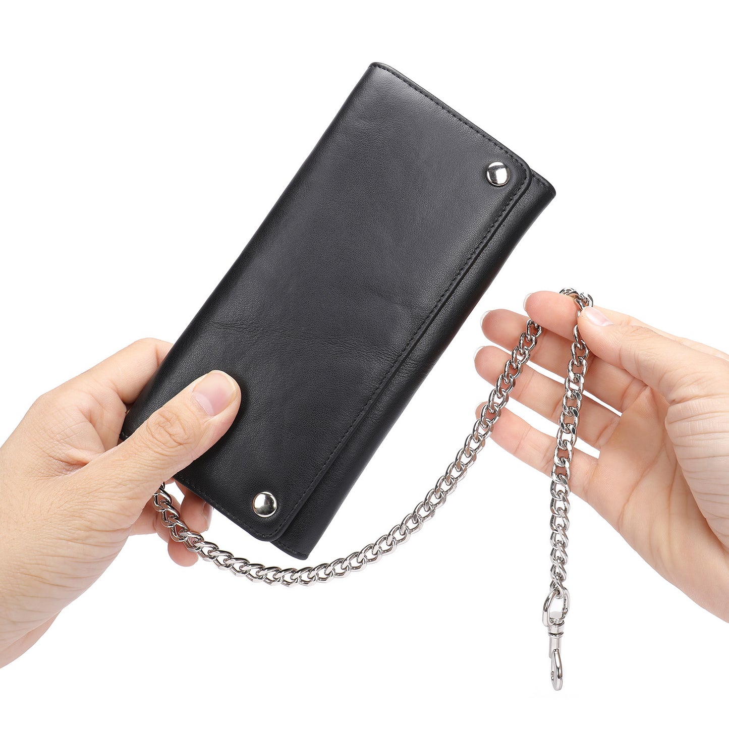 Men's Snap Fashion Retro Chain Style Mid-length Purses