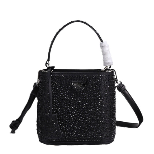 Women's P's Inverted Triangle Logo Full Diamond Shoulder Bags