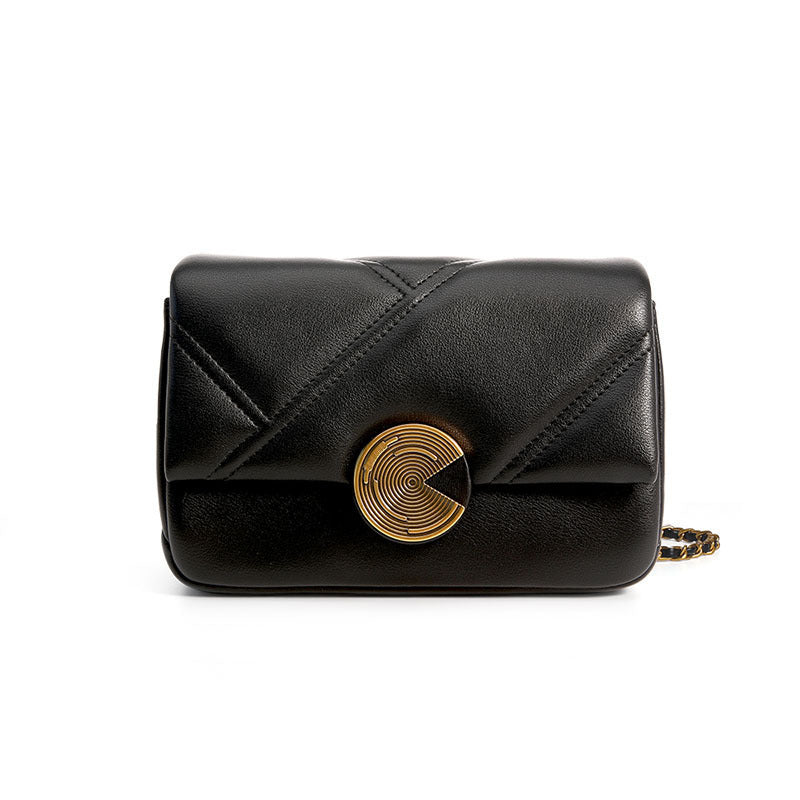 Women's Genuine Leather Trendy Rhombus Chain High Shoulder Bags