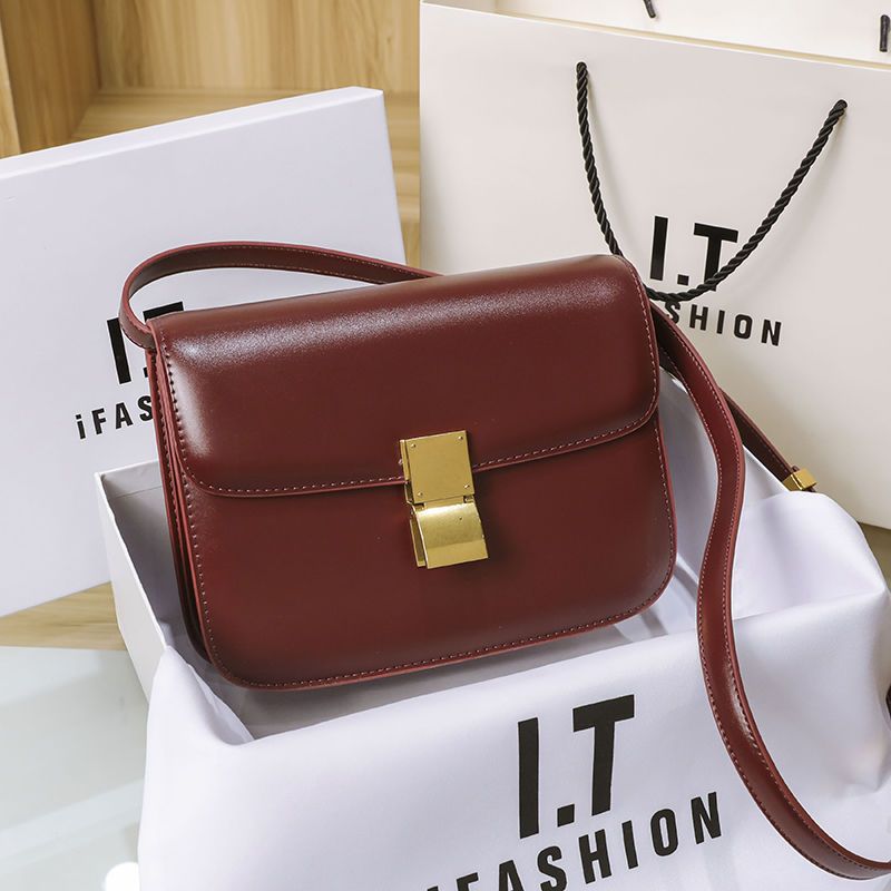 New Women's Genuine Leather Tofu Fashionable Shoulder Bags