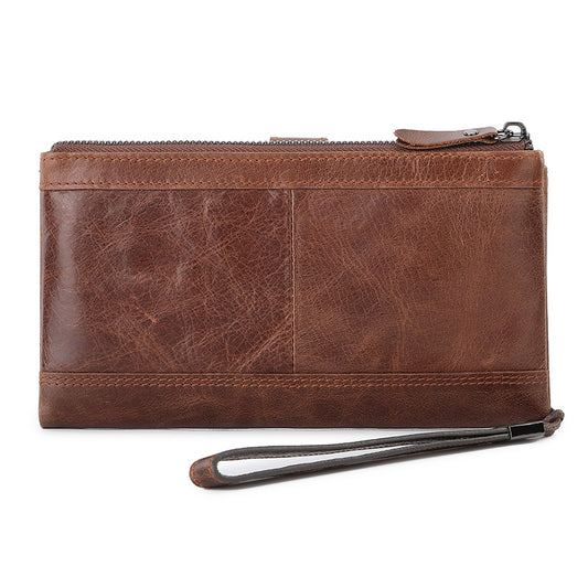Men's Retro Crazy Horse Leather Swiping Long Men's Wallets