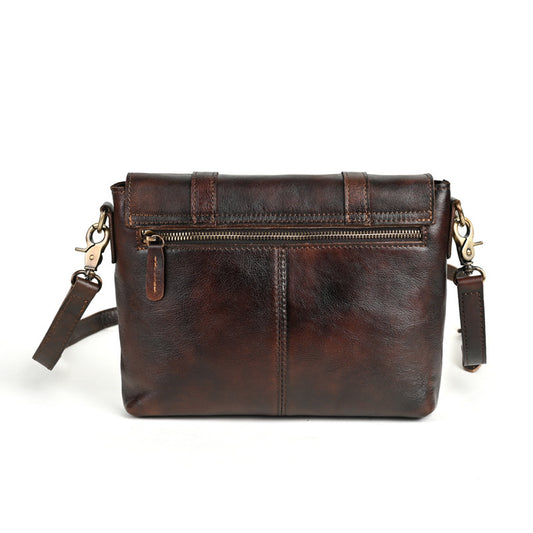 Women's Layer Cowhide Handmade Colored Vegetable Tanned Crossbody Bags