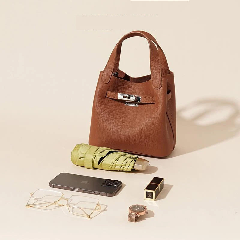 Comfortable Women's Basket Cowhide High-grade Light Shoulder Bags