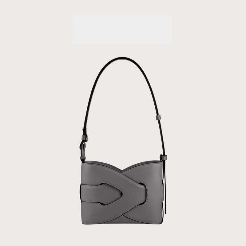 Women's Leather Geometric Design French Niche Woven Bags