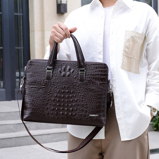 Men's Business File Fashion Crocodile Pattern Large Men's Handbags