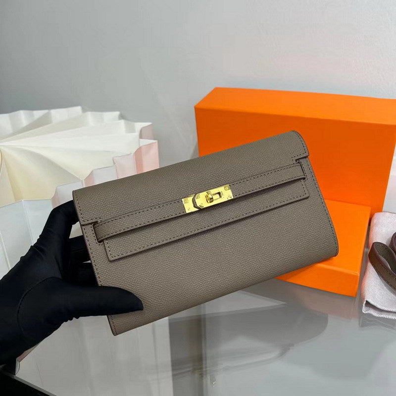 Pattern Kelly Gold Mid-length Clutch Genuine Ladies Wallets